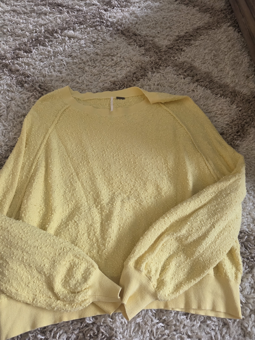 Free People Soft Textured Yellow Crewneck Sweater